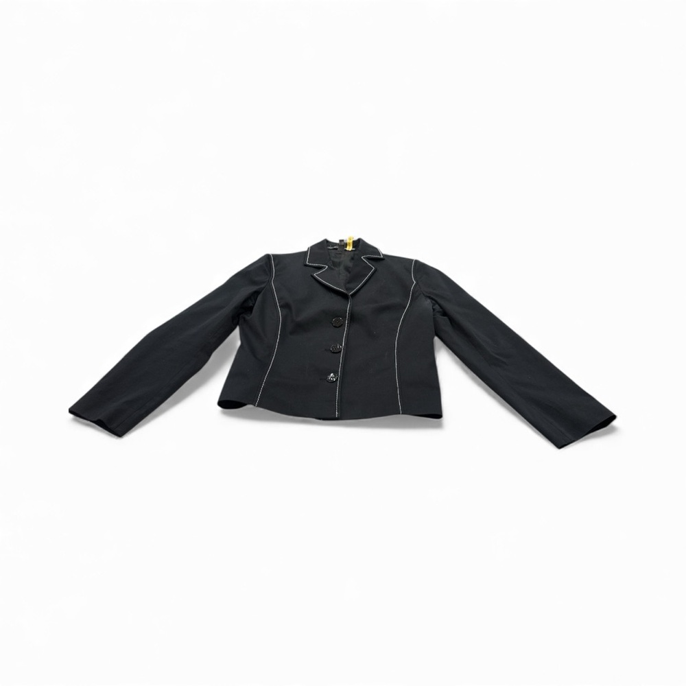 Ellen Tracy Black Blazer with White Stitching